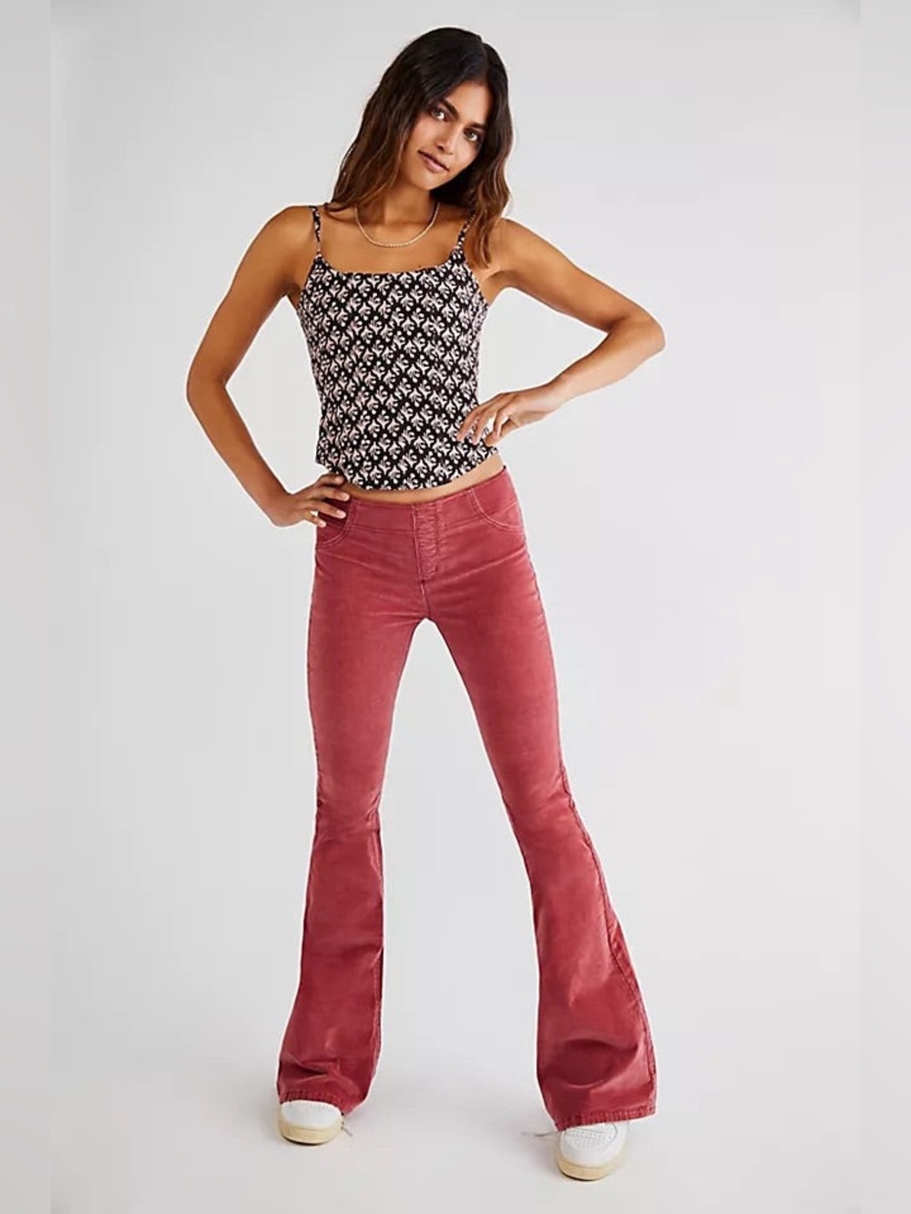 We The Free Pull On Kick Corduroy Flare Pants in Garnet Royale - Size 30